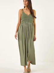 Roman Green Crochet Strappy Midi Dress - Image 2 of 5