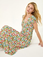 Roman Blue Floral Print Tea Midi Dress - Image 1 of 2