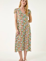 Roman Blue Floral Print Tea Midi Dress - Image 2 of 2