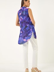 Roman Purple Floral Print Longline Blouse - Image 3 of 5