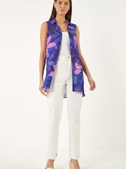 Roman Purple Floral Print Longline Blouse - Image 4 of 5
