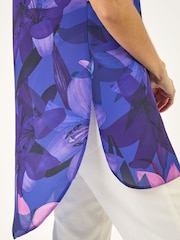 Roman Purple Floral Print Longline Blouse - Image 5 of 5