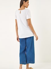 Roman White Crochet Panel Stretch Top - Image 3 of 5