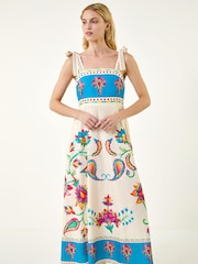 Roman Blue Paisley Midi Dress - Image 4 of 4