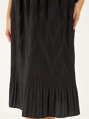Roman Black Pleated Crinkle Midi Skirt - Image 6 of 6