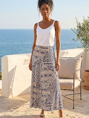Roman Blue Abstract Print Midi Skirt - Image 1 of 5