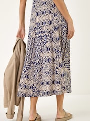 Roman Blue Abstract Print Midi Skirt - Image 3 of 5