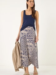 Roman Blue Abstract Print Midi Skirt - Image 4 of 5