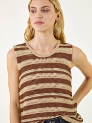 Roman Brown Shimmer Stripe Knit Vest - Image 4 of 5