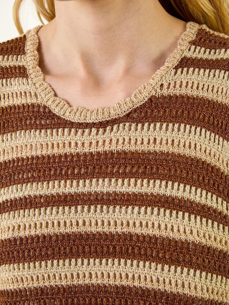 Roman Brown Shimmer Stripe Knit Vest - Image 6 of 6 Roman Brown Shimmer Stripe Knit Vest - Image 6 of 6