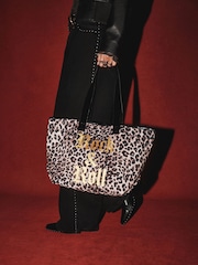 Rockett St George Animal Print Slogan Shoulder Bag - Image 2 of 8