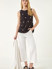 Roman Black Daisy Embroidered Vest - Image 4 of 5