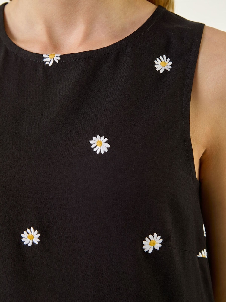 Roman Black Daisy Embroidered Vest - Image 5 of 5