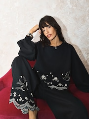 Rockett St George Black Swallow Embroidered Sweat Top - Image 4 of 8