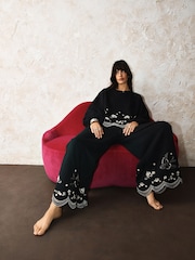 Rockett St George Black Swallow Embroidered Sweat Top - Image 5 of 8