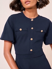 Friends Like These Navy Blue Military Midi Dress - Image 2 of 4