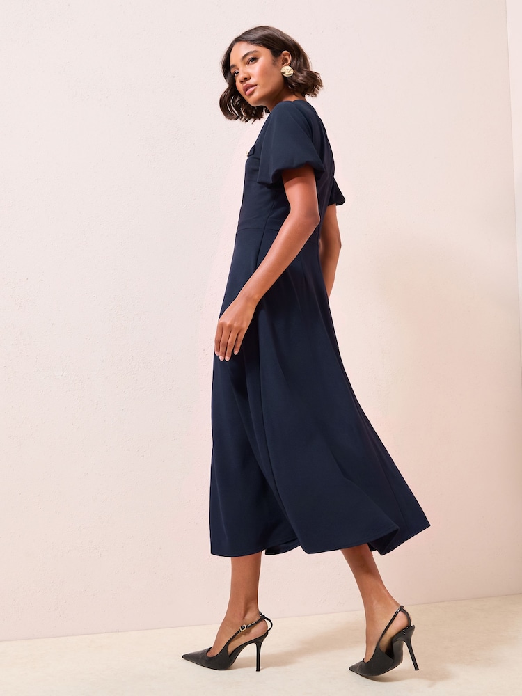 Friends Like These Navy Blue Military Midi Dress - Image 4 of 4 Friends Like These Navy Blue Military Midi Dress - Image 4 of 4