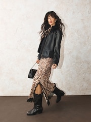 Rockett St George Animal Print Lace Trimmed Midi Skirt - Image 1 of 8