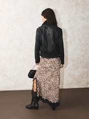 Rockett St George Animal Print Lace Trimmed Midi Skirt - Image 4 of 8