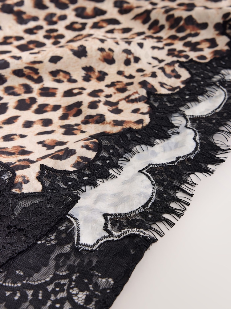 Rockett St George Animal Print Lace Trimmed Midi Skirt - Image 8 of 8