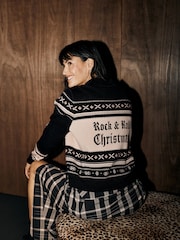 Rockett St George Monochrome Fairisle Deer Knitted Cardigan - Image 3 of 10