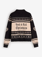 Rockett St George Monochrome Fairisle Deer Knitted Cardigan - Image 7 of 10