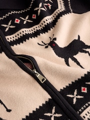 Rockett St George Monochrome Fairisle Deer Knitted Cardigan - Image 9 of 10
