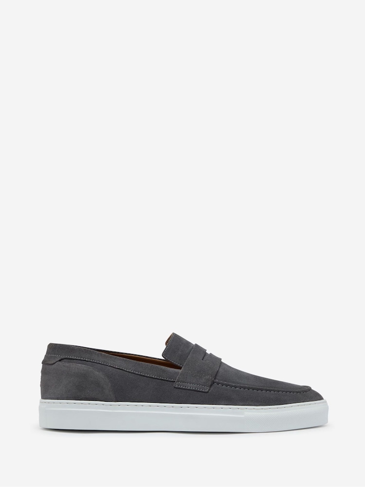Oliver Sweeney Grey Suede Penny Loafers - Image 1 of 5