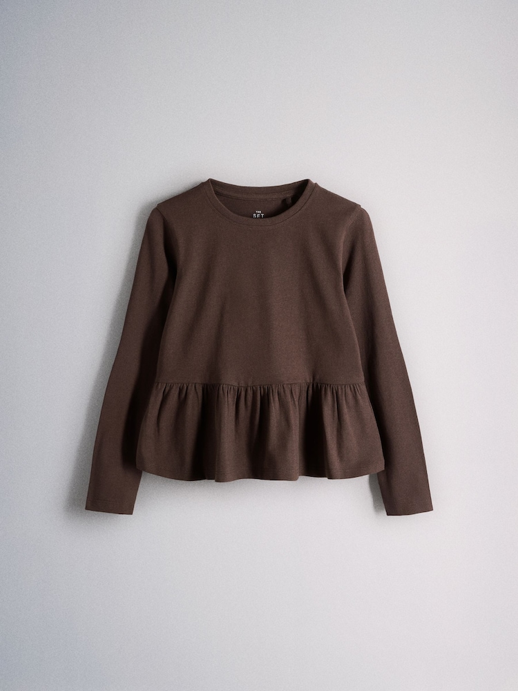 Light Brown/Cream/Pink/Chocolate Brown - The Set 4 Pack Long Sleeve Peplum Jersey T-Shirts - Imagem 2 de 7 Light Brown/Cream/Pink/Chocolate Brown - The Set 4 Pack Long Sleeve Peplum Jersey T-Shirts - Imagem 2 de 7