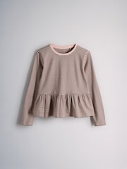 Light Brown/Cream/Pink/Chocolate Brown - The Set 4 Pack Long Sleeve Peplum Jersey T-Shirts - Imagem 5 de 7