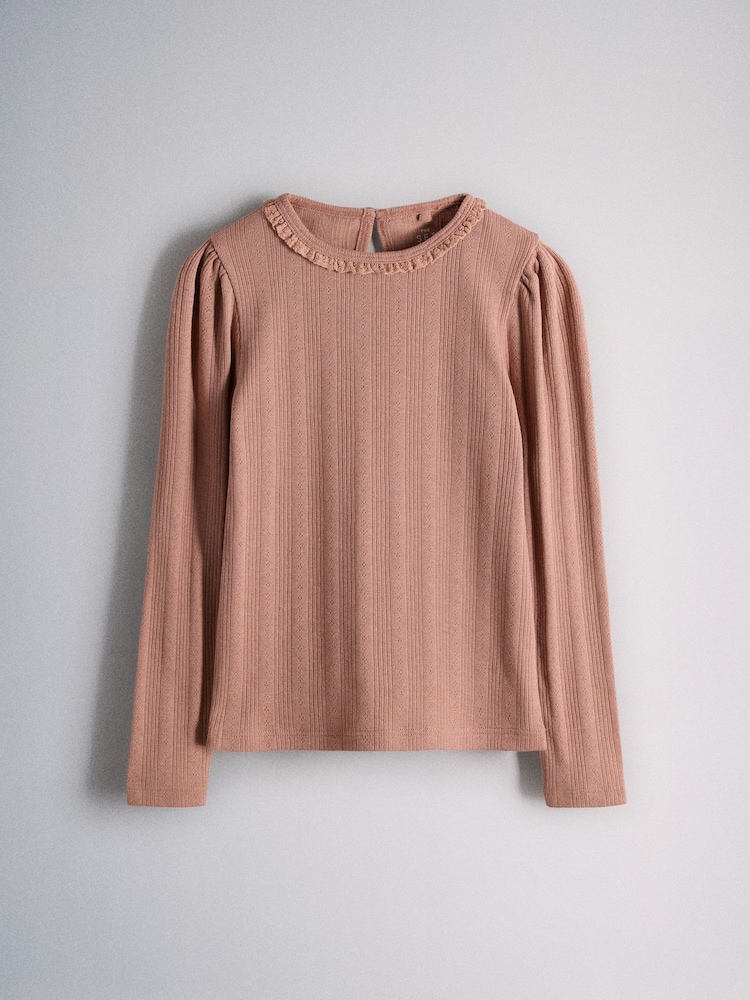 The Set 4 Pack Long Sleeve Pointelle T-Shirts Pink/Green/Cream - Image 2 of 7 The Set 4 Pack Long Sleeve Pointelle T-Shirts Pink/Green/Cream - Image 2 of 7