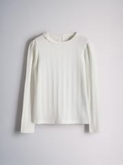 The Set 4 Pack Long Sleeve Pointelle T-Shirts Pink/Green/Cream - Image 4 of 7