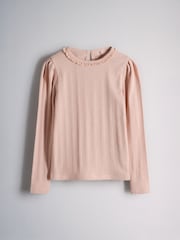 The Set 4 Pack Long Sleeve Pointelle T-Shirts Pink/Green/Cream - Image 5 of 7