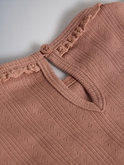 The Set 4 Pack Long Sleeve Pointelle T-Shirts Pink/Green/Cream - Image 7 of 7