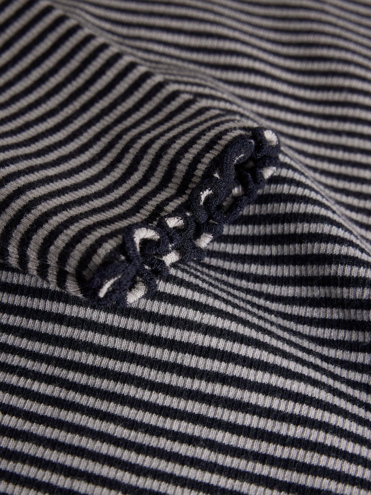 The Set 2 Pack Long Sleeve Roll Neck Rib Top and Kickflare Leggings Set Charcoal Grey Stripe/Navy Blue - Image 7 of 7 The Set 2 Pack Long Sleeve Roll Neck Rib Top and Kickflare Leggings Set Charcoal Grey Stripe/Navy Blue - Image 7 of 7