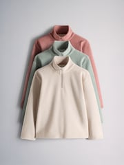 The Set 3 Pack Long Sleeve Quarter Zip Fleeces Pink/Grey/Green - Image 1 of 6