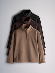 The Set 3 Pack Quater Zip Microfleece Jumpers Black/Brown - Image 1 of 6