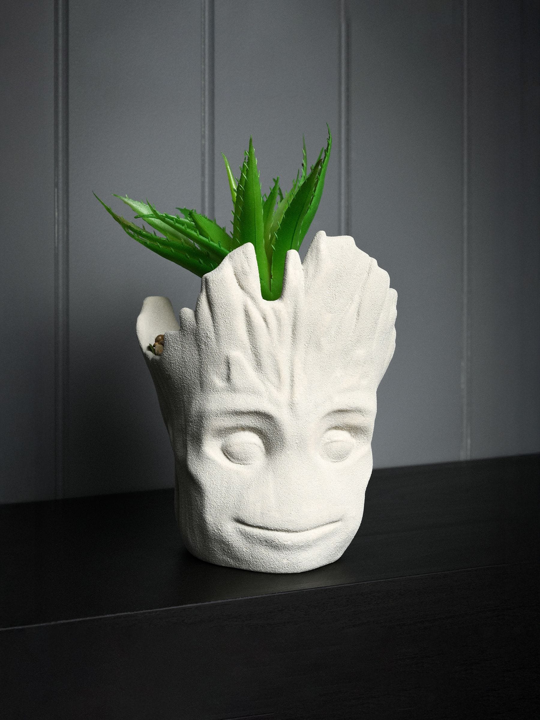 Groot Planter With Faux Plant Vases Ceramic Cement - Image 3