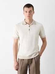 Oliver Sweeney Knitted White Polo Shirt - Image 1 of 5