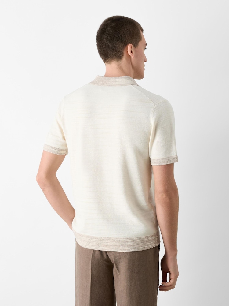 Oliver Sweeney Knitted White Polo Shirt - Image 2 of 5