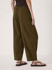 Hush Olive Green Tovi Linen Blend Barrel Leg Trousers - Image 3 of 5