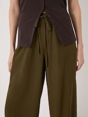 Hush Olive Green Tovi Linen Blend Barrel Leg Trousers - Image 4 of 5