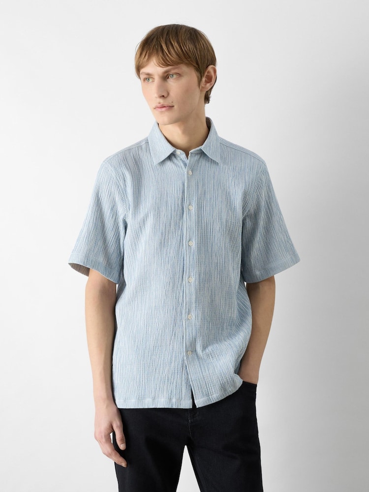 Oliver Sweeney Blue Linen Short-Sleeved Shirt - Image 1 of 5