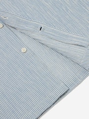 Oliver Sweeney Blue Linen Short-Sleeved Shirt - Image 5 of 5