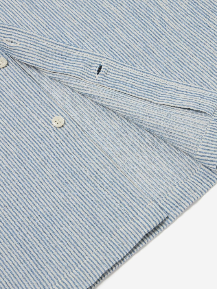Oliver Sweeney Blue Linen Short-Sleeved Shirt - Image 5 of 5
