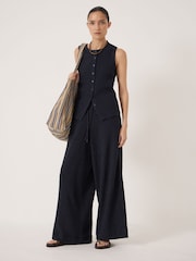 Hush Aria Textured Jersey Wide Leg Trousers - תמונה 1 מתוך 6