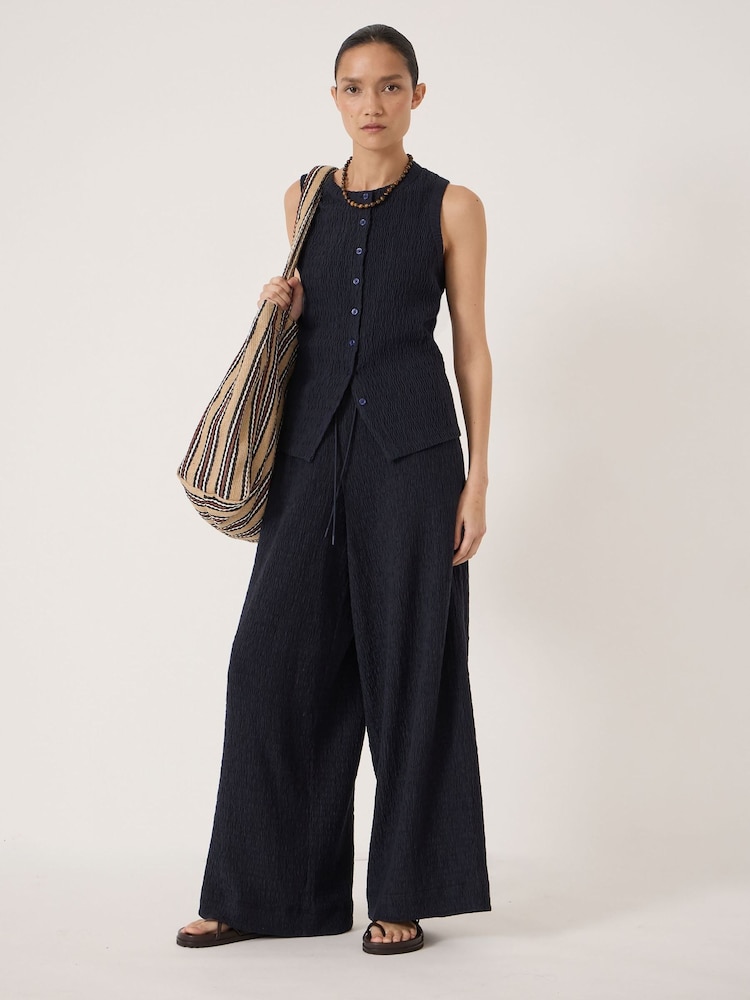 Hush Aria Textured Jersey Wide Leg Trousers - תמונה 1 מתוך 6