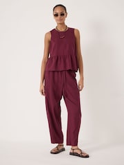 Hush Red Tovi Linen Blend Barrel Leg Trousers - Image 1 of 5