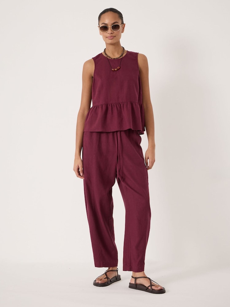 Hush Red Tovi Linen Blend Barrel Leg Trousers - Image 1 of 5