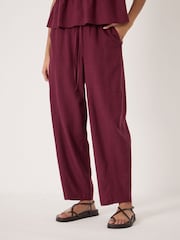 Hush Red Tovi Linen Blend Barrel Leg Trousers - Image 2 of 5